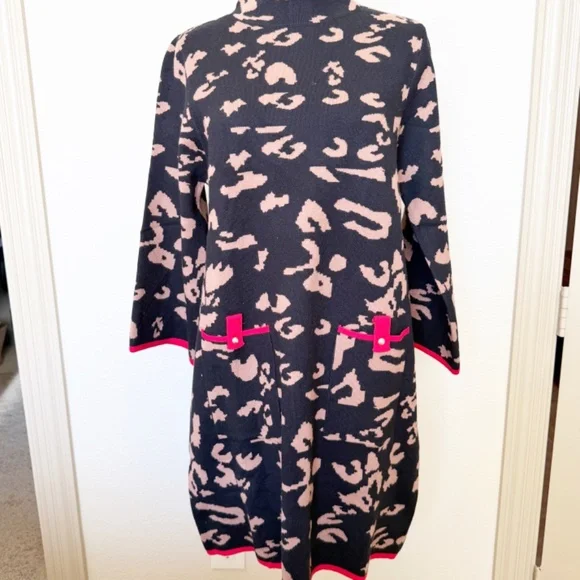 JODIFL Black Mock Neck Leopard Sweater Dress Size M - Picture 5 of 8